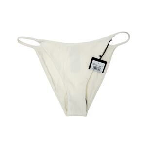 Volcom Bikini Bottom Size Medium Sandy String NWT Cream Rib Surf Beach Swim